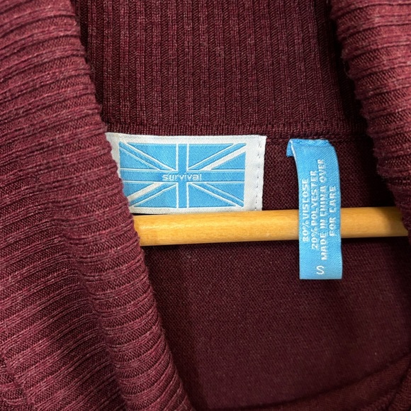 Red Oversized Poncho Sweater with Batwing Sleeves - Picture 3 of 3